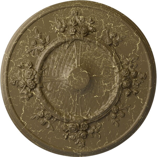 Ekena Millwork Flower Ceiling Medallion (Fits Canopies up to 3 7/8"), 27"OD x 1 1/8"P, Mississippi Mud Crackle CM27FLMMC - main